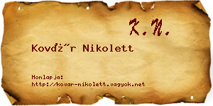 Kovár Nikolett névjegykártya