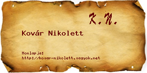 Kovár Nikolett névjegykártya